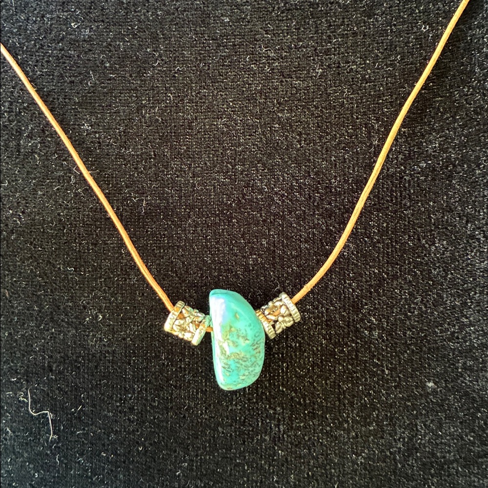 Blue stone Pendant Necklace with Silver Accents